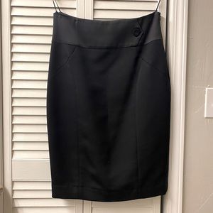 Vintage Escada Black Pencil Skirt with Satin Detailing